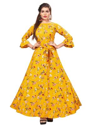 Yellow embroidered rayon embroidered-kurtis 1
