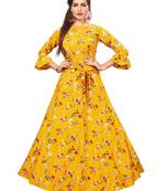Yellow embroidered rayon embroidered-kurtis