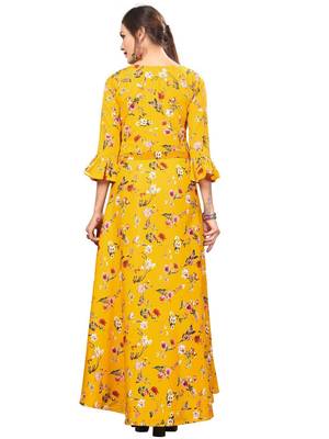 Yellow embroidered rayon embroidered-kurtis 2