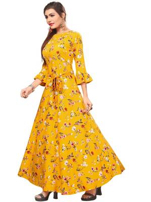 Yellow embroidered rayon embroidered-kurtis 3