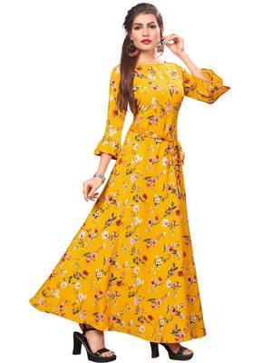 Yellow embroidered rayon embroidered-kurtis 4