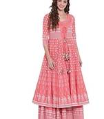 Pink embroidered rayon embroidered-kurtis