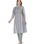Grey embroidered cotton embroidered-kurtis