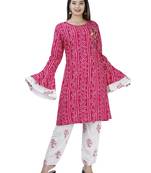Pink embroidered rayon embroidered-kurtis
