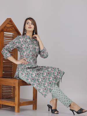 Grey embroidered cotton embroidered-kurtis 1