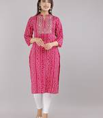 Pink embroidered rayon embroidered-kurtis