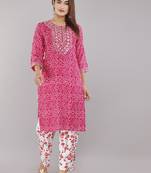 Pink embroidered rayon embroidered-kurtis