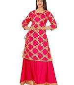 Red embroidered rayon embroidered-kurtis
