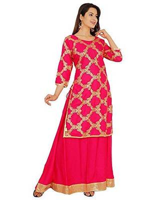 Red embroidered rayon embroidered-kurtis 2