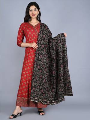 Red embroidered rayon embroidered-kurtis 1