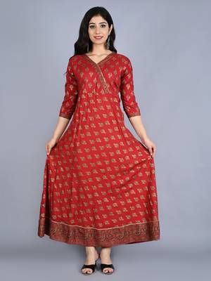 Red embroidered rayon embroidered-kurtis 4