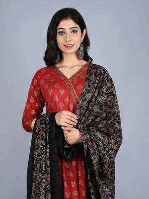 Red embroidered rayon embroidered-kurtis 5