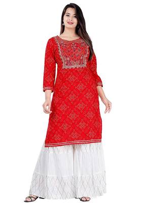 Red embroidered rayon embroidered-kurtis 1