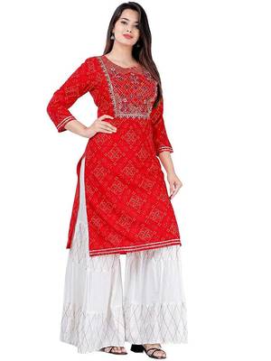 Red embroidered rayon embroidered-kurtis 3