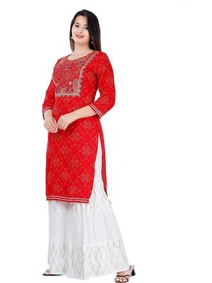 Red embroidered rayon embroidered-kurtis 5