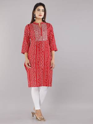 Red embroidered rayon embroidered-kurtis 1