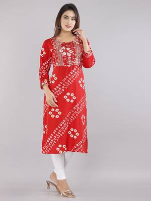 Red embroidered rayon embroidered-kurtis 2