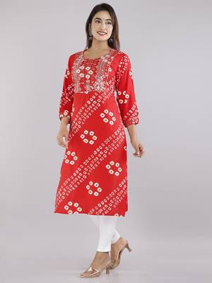 Red embroidered rayon embroidered-kurtis 3