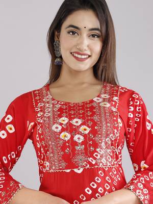 Red embroidered rayon embroidered-kurtis 4