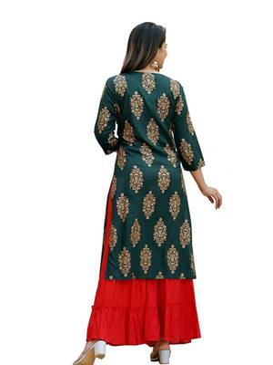 Blue embroidered rayon embroidered-kurtis 2