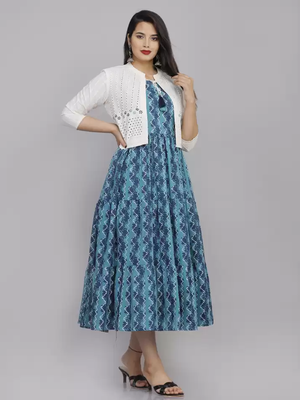 Blue embroidered rayon embroidered-kurtis 1