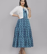 Blue embroidered rayon embroidered-kurtis