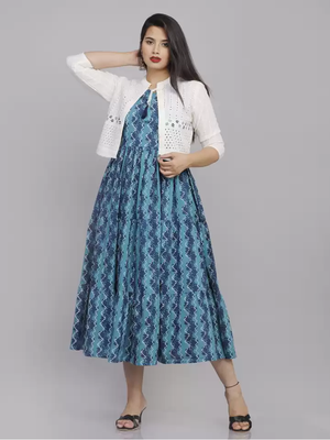 Blue embroidered rayon embroidered-kurtis 4