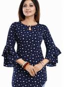 Blue embroidered rayon embroidered-kurtis