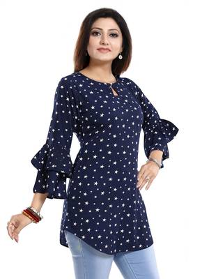 Blue embroidered rayon embroidered-kurtis 4