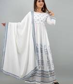 White embroidered rayon embroidered-kurtis