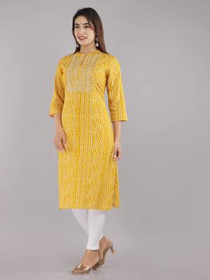 Yellow embroidered rayon embroidered-kurtis 3