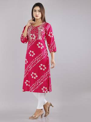 Red embroidered rayon embroidered-kurtis 1