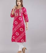 Red embroidered rayon embroidered-kurtis
