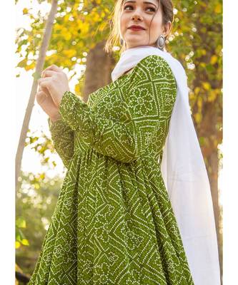 Olive Pure Silk Anarkali Salwar Kameez 4