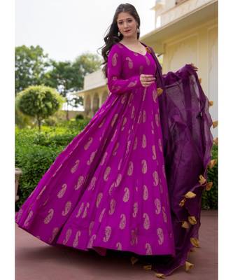 Rani Pink Pure Silk Anarkali Salwar Kameez 2