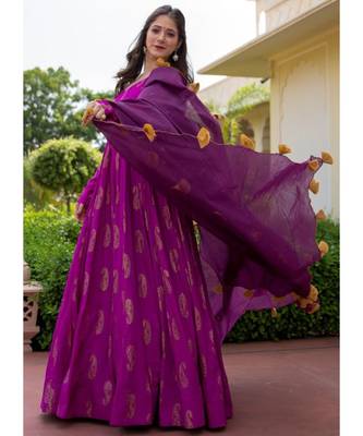 Rani Pink Pure Silk Anarkali Salwar Kameez 3