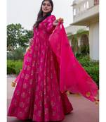 Dark Magenta Pure Silk Anarkali Salwar Kameez