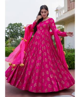 Dark Magenta Pure Silk Anarkali Salwar Kameez 2