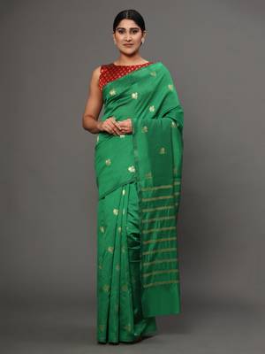 Glemora Green Designer Ethnic Wear Silk Blend Banarasi Traditional Saree 1