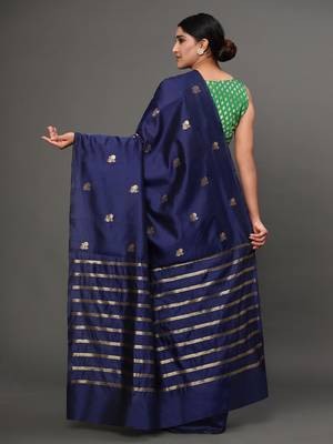 Glemora NevyBlue Designer Ethnic Wear Silk Blend Banarasi Traditional Saree 3