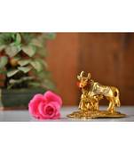 Fashion Bizz Gold Aluminium Kamdhenu Cow Statue with Calf
