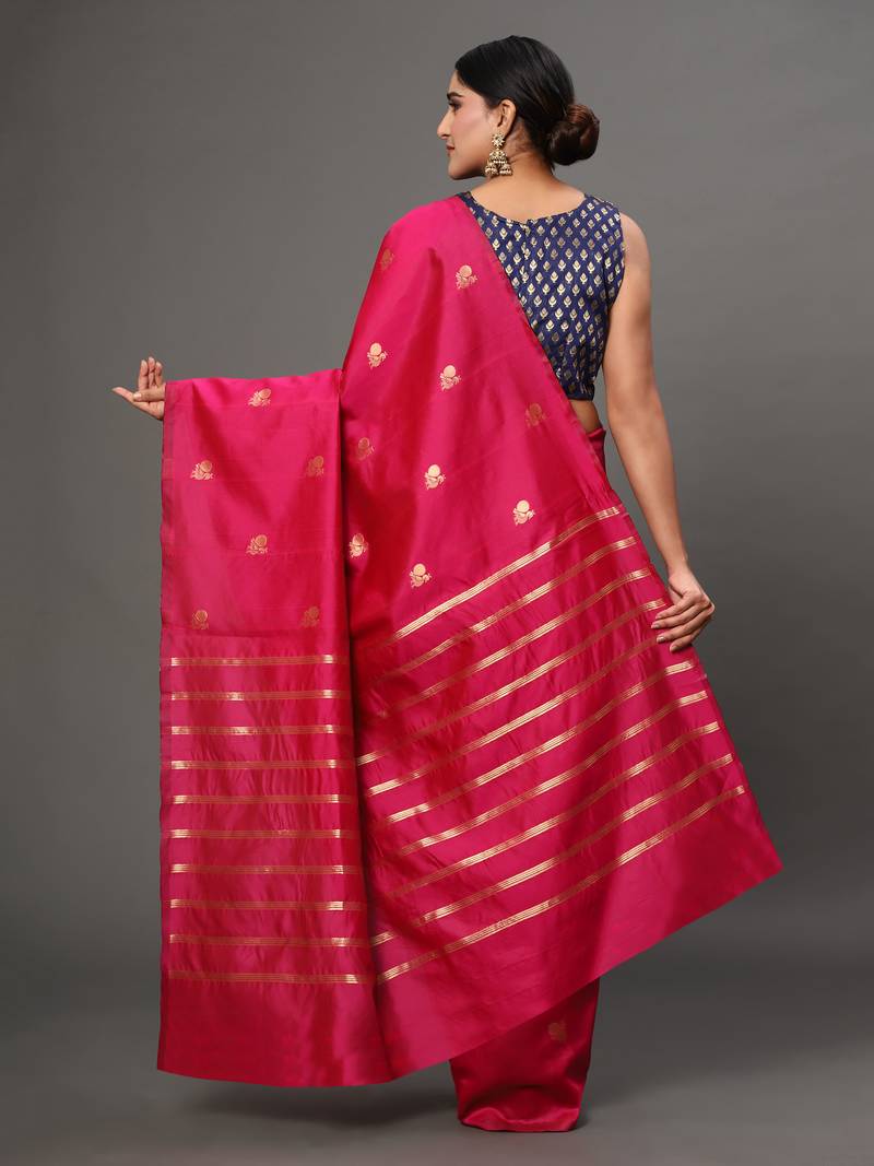 Glemora Pink Designer Ethnic Wear Silk Blend Banarasi Traditional Saree