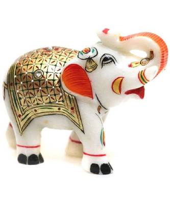 Fashion Bizz White Marble Elephant showpiece 1