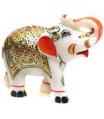 Fashion Bizz White Marble Elephant showpiece