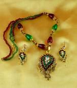 Moti Cz Pearl Stone Polki Kundun  Necklace With Earing