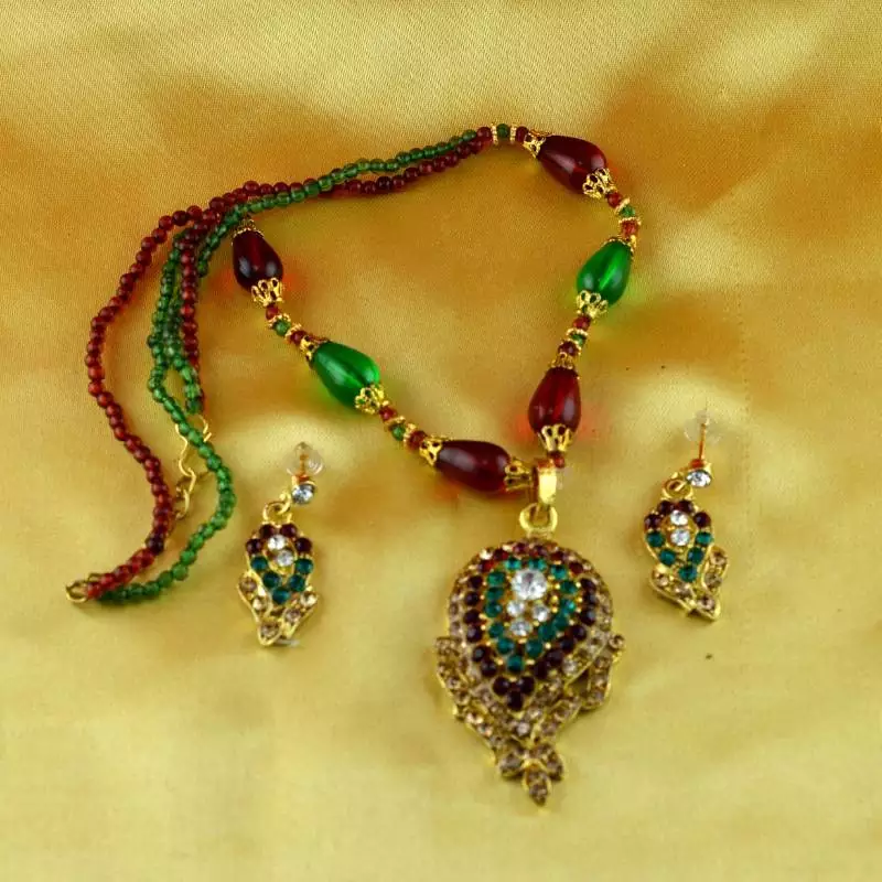 Moti Cz Pearl Stone Polki Kundun  Necklace With Earing
