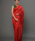Glemora Red Designer Ethnic Wear Silk Blend Banarasi Traditional Saree