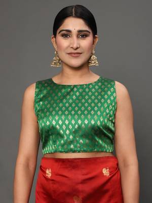 Glemora Red Designer Ethnic Wear Silk Blend Banarasi Traditional Saree 4