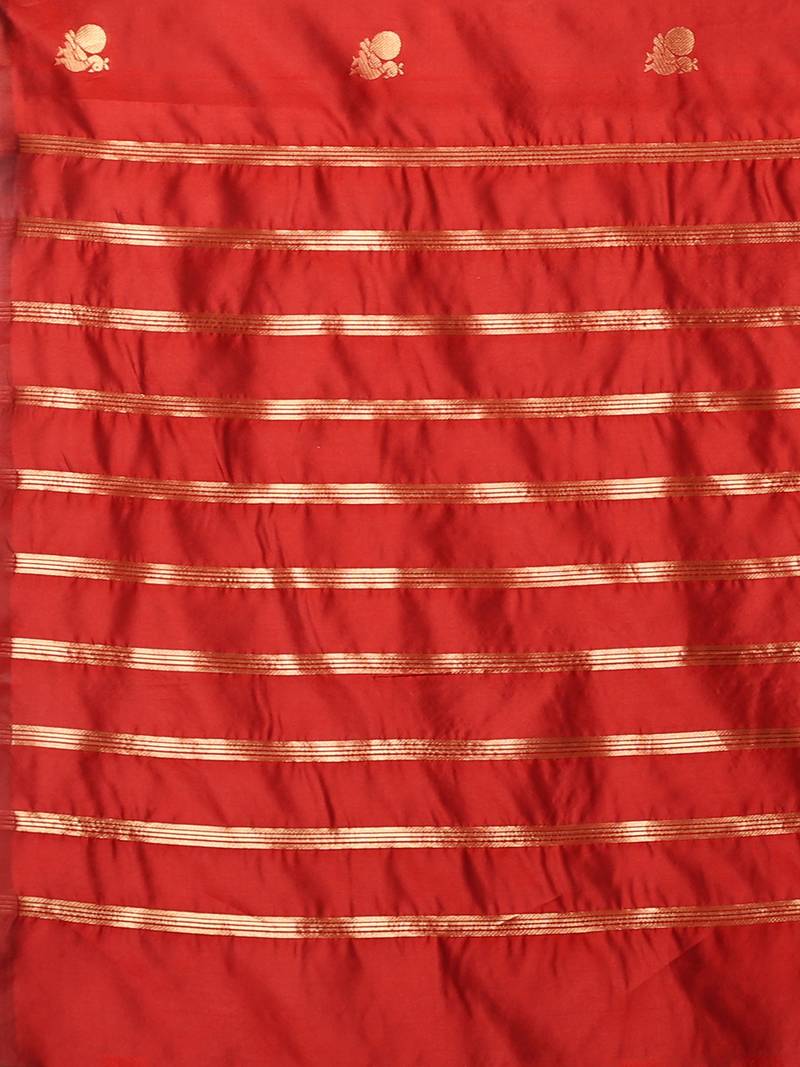 Glemora Red Designer Ethnic Wear Silk Blend Banarasi Traditional Saree