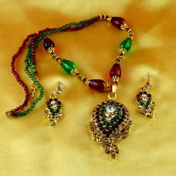 Moti Cz Pearl Stone Polki Kundun  Necklace With Earing 2